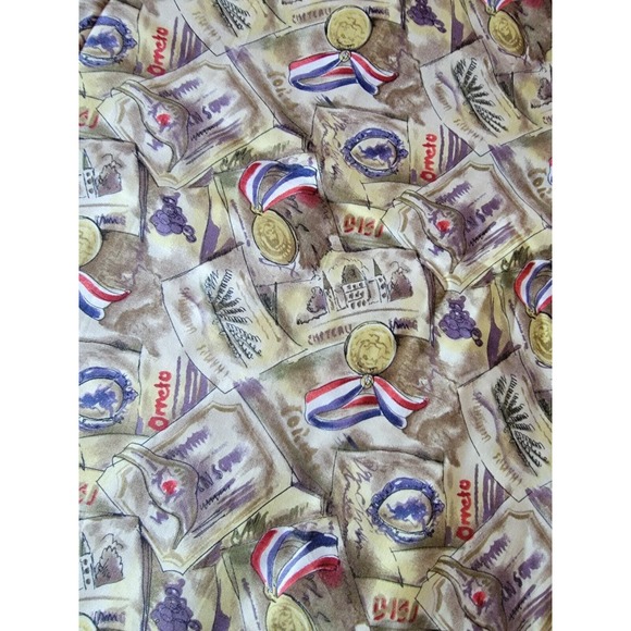 Le Chateau a Nacy original for free spirit fabric red white and blue medals 5 yd - Picture 1 of 6